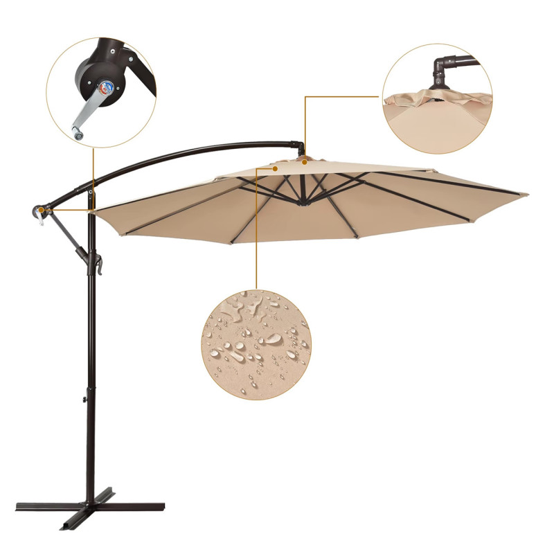 Садовый зонт регулируемый 3 м с наклоном Бежевый + чехол WCG