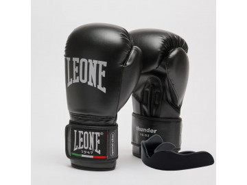 Боксерські рукавиці Leone GN383 THUNDER Black 12 унцій (капу в комплекті)