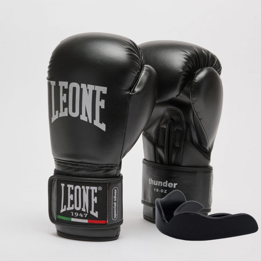 Боксерські рукавиці Leone GN383 THUNDER Black 12 унцій (капу в комплекті)