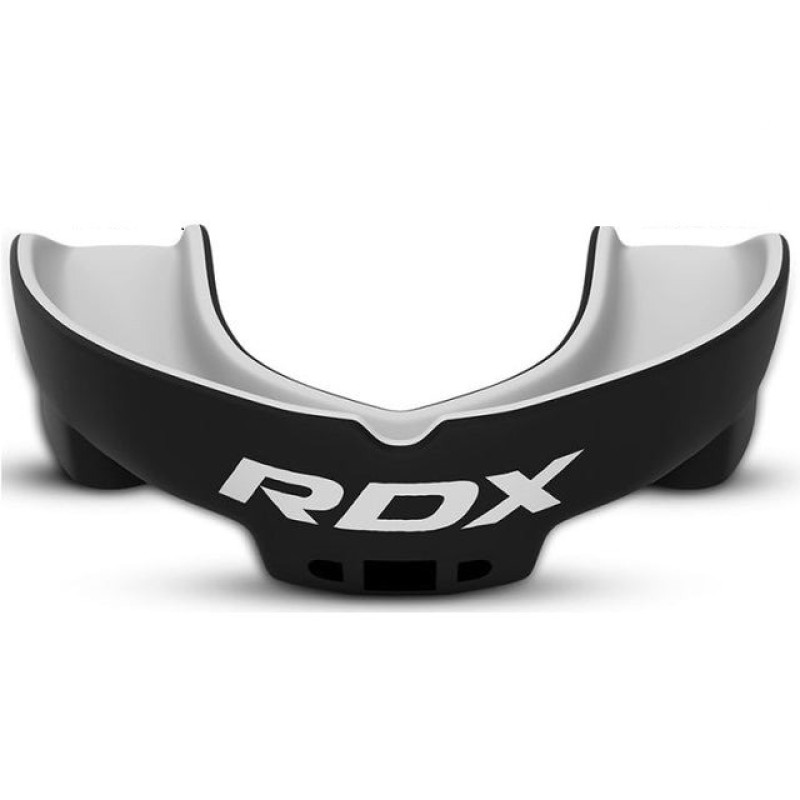 Капа RDX 3w, Взрослая (возраст 12+) Black/White, Посадка: Boil & Bite (кипячение + прикус), Двухслойный полимер, Черно-белый