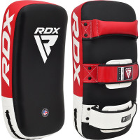Пади для тайського боксу RDX T1 Curved Thai Kick Pad Red (1 штука), Шкіра Maya Hide, Система фіксації Quick-EZ™ на липучці, Чорно-червоний