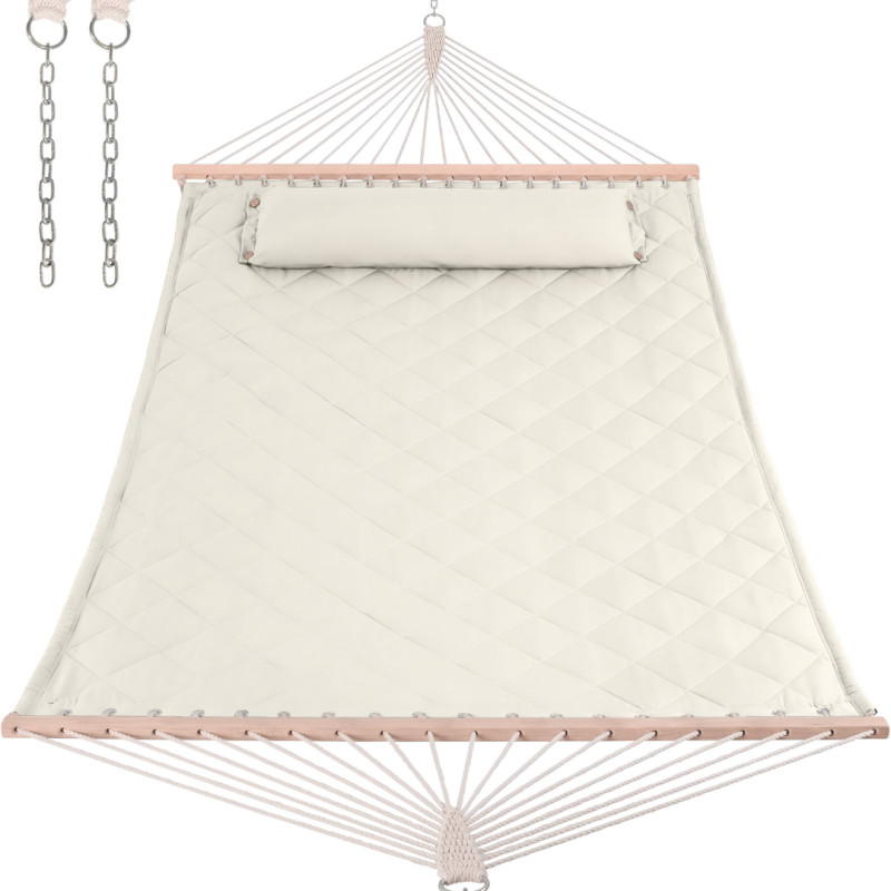 Стійка для гамака + Двомісний гамак SOFT бежевий XXL 200x140 з планками