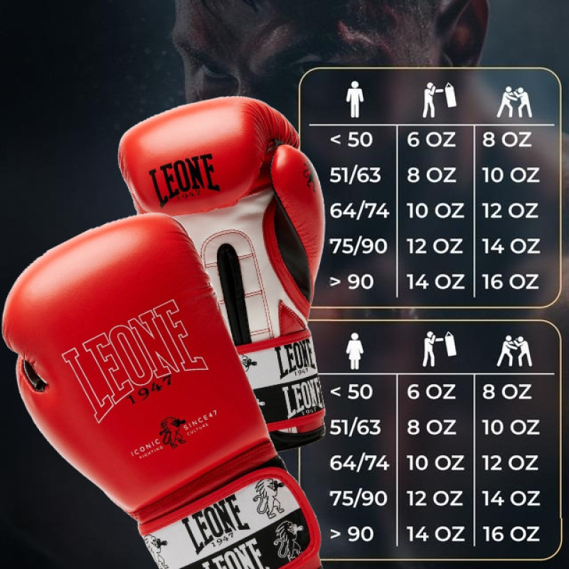 Боксерські рукавиці Leone GN208 ICONIC Red 14 унцій (бинти 4 м. в комплекті)