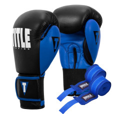 Боксерські рукавиці TITLE Boxing Dynamic Strike Black/Blue 16 oz