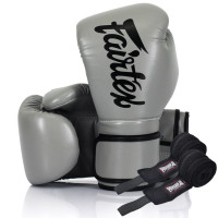 Боксерські рукавиці Fairtex BGV14 Grey (бинти в комплекті), 10 унцій, Мікрофібра, Сірий