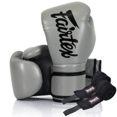 Боксерские перчатки Fairtex BGV14 Grey (бинты в комплекте), 10 унций, Микрофибра, Серый