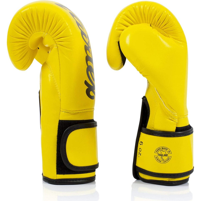 Боксерские перчатки Fairtex BGV14 Yellow (бинты в комплекте), 14 унций, Микрофибра, Желтый