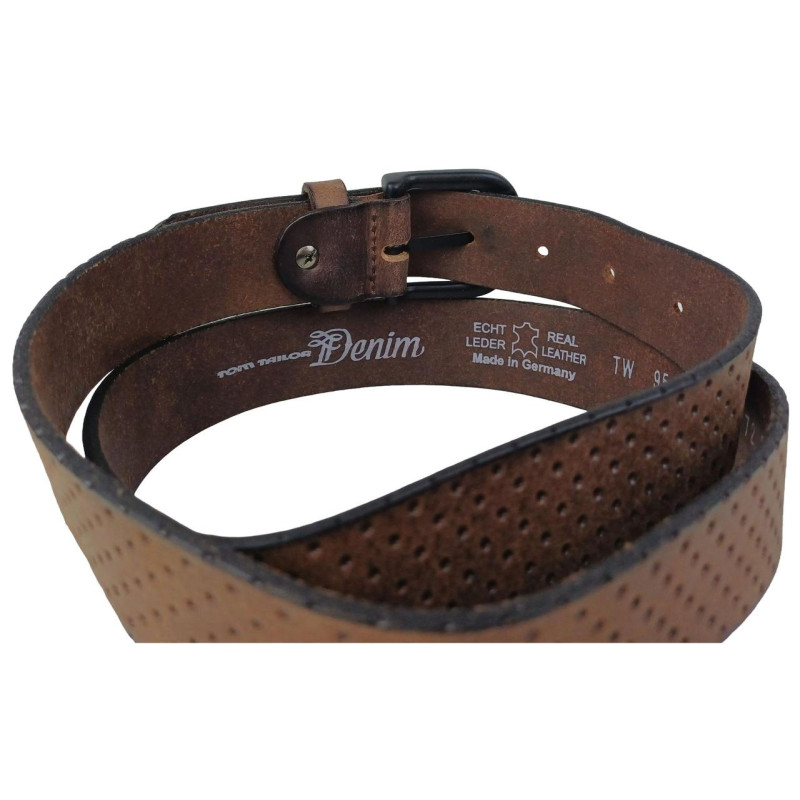 Винтажный женский кожаный ремень для джинсов и платьев Tom Tailor коричневый