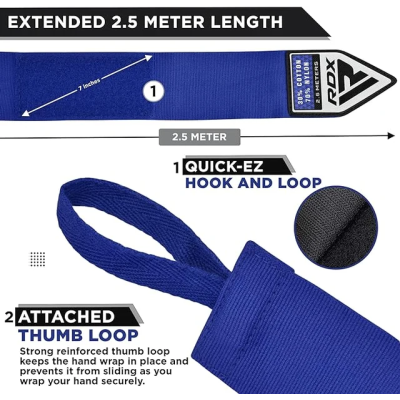 Бинти для боксу RDX Hand Wraps Blue (2.5м.)