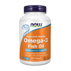 Омега-3, Omega-3, NOW, 200 капсул