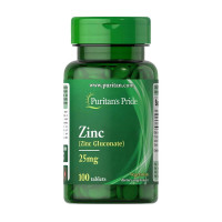 Цинк, Zinc Gluconate 25 mg, Puritan's Pride, 100 таблеток