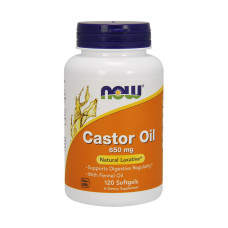 Добавка для здоровья, Castor Oil 650 mg, NOW, 120 капсул