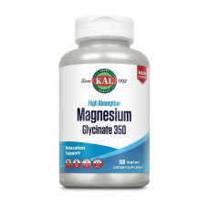 Магний, Magnesium Glycinate 350, KAL, 160 капсул