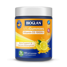 Вітаміни, VitaGummies Vitamin D3 1000 IU, Bioglan, 60 жувальних цукерок (Лимон)