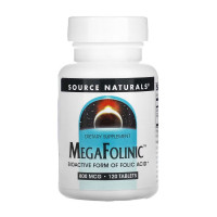 Вітаміни та мінерали, Mega Folinic 800 mcg, Source Naturals, 120 таблеток