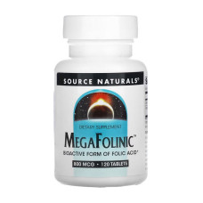 Витамины и минералы, Mega Folinic 800 mcg, Source Naturals, 120 таблеток