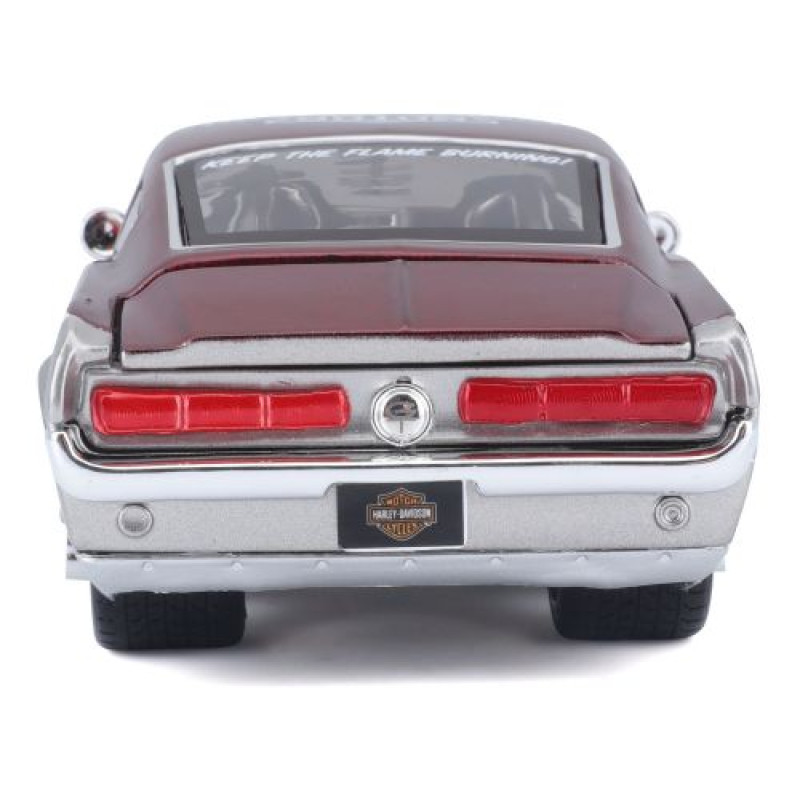 Машинка іграшкова Harley-Davidson 1967 Ford Mustang GT, масштаб 1:24, мет.червоний/срібний