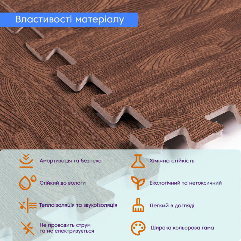Підлога пазл - модульне підлогове покриття 600x600x10мм Коричневе дерево (МР6) SW-00000204