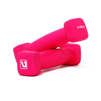 Гантелі неопренові LiveUp Square Head Dumbbell, квадратні, 2х0,5 кг, неопрен, рожеві