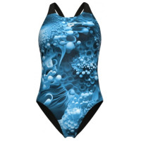 Купальник закритий для жінок Arena BLUE FLOWERS SWIMSUIT V BACK