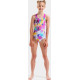Купальник закритий для дівчат Arena SPRAYING SWIMSUIT SWIM PRO BAC білий, рожевий Діт 128 см