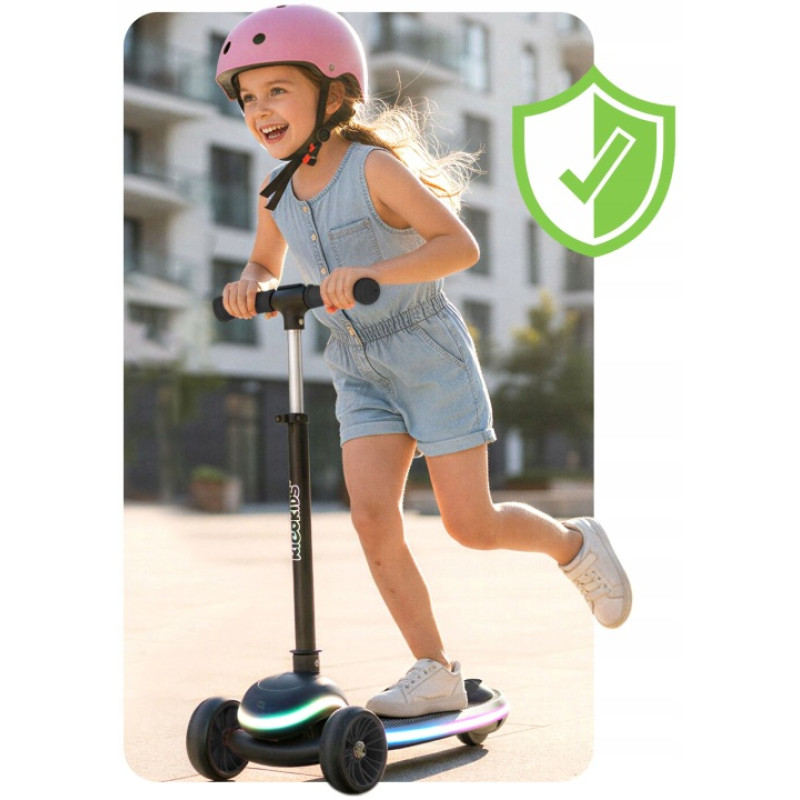 Дитячий самокат триколісний Ricokids Leddi чорний