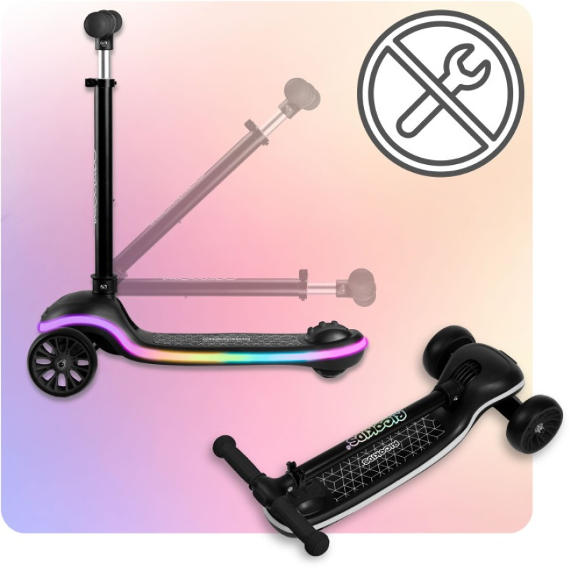 Дитячий самокат триколісний Ricokids Leddi чорний