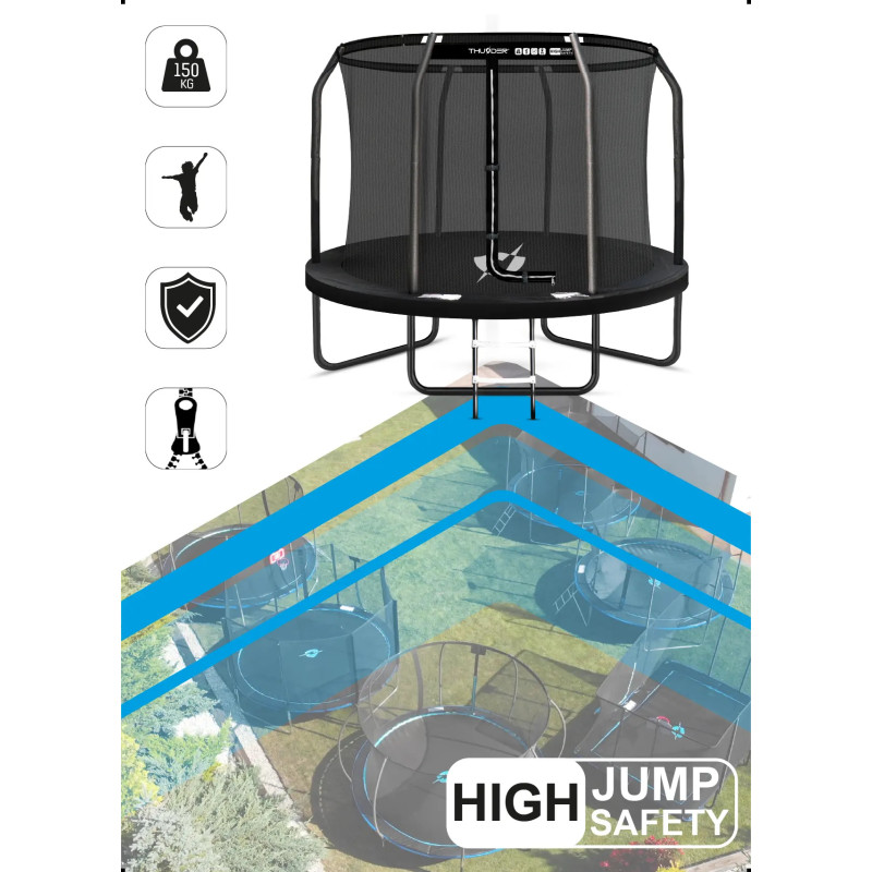 Батут THUNDER INSIDE ELITE з внутрішньою сіткою 14 футів 427 см чорний
