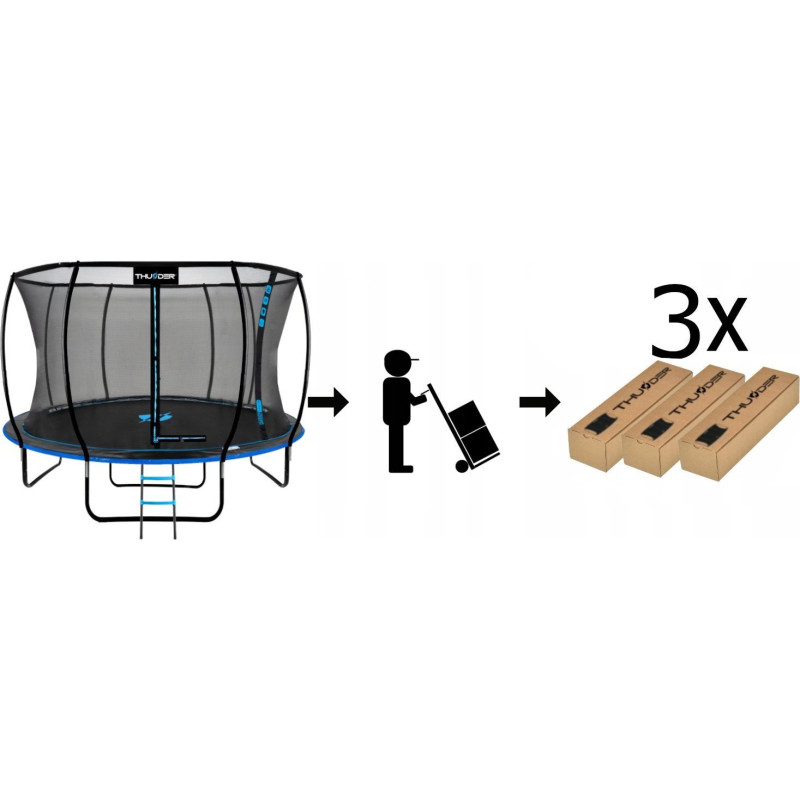 Батут THUNDER INSIDE ULTRA з внутрішньою сіткою 14 футів 435 см чорно-блакитний
