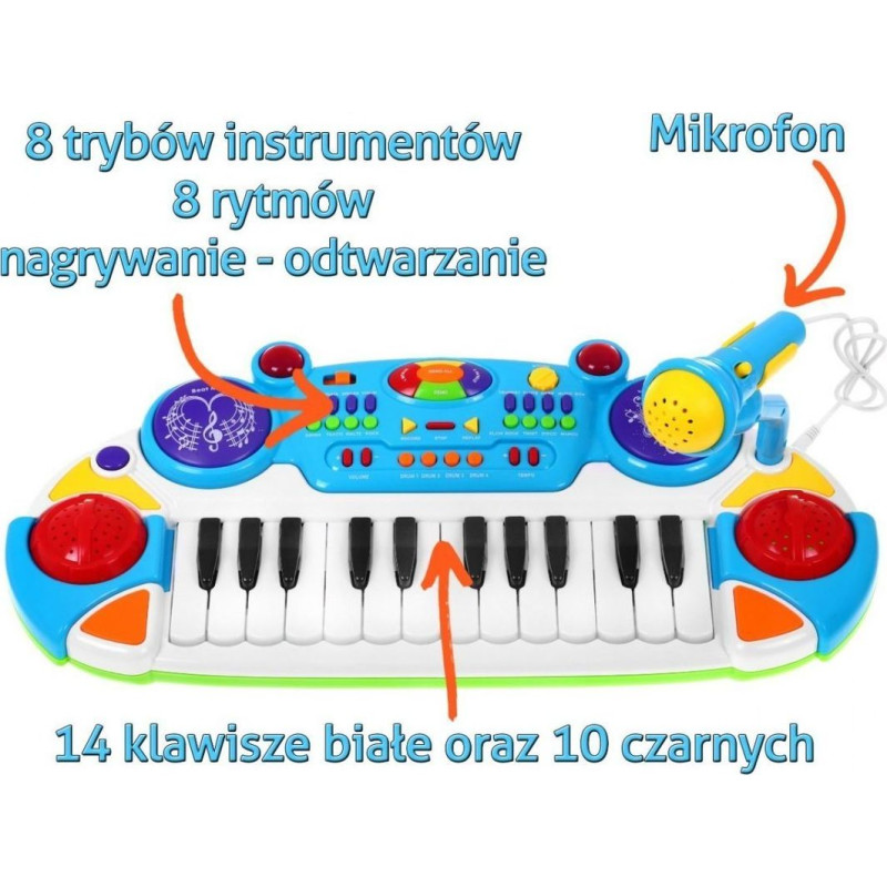 Дитячий синтезатор + Малі барабани + Мікрофон 3+