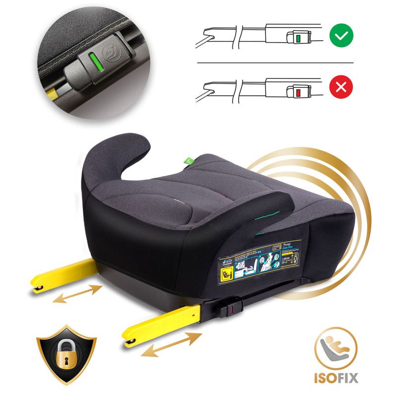 Бустер Nukido Louis ISOFIX 710201 125-150 см, чорно-сірий