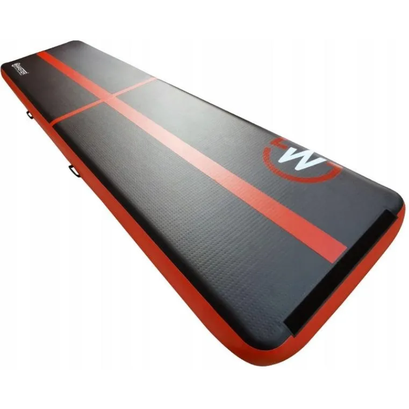 Мат гімнастичний надувний MASTER, 400 x 100 x 20 см, чорно-червоний