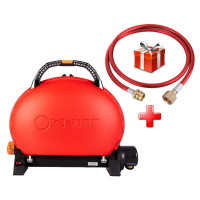 КОМПЛЕКТ Портативний переносний газовий гриль O-GRILL 500, червоний + шланг в подарунок! Код: 011676