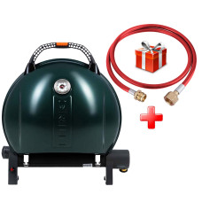 КОМПЛЕКТ Портативний переносний газовий гриль O-GRILL 900, зелений + шланг в подарунок! Код: 013371