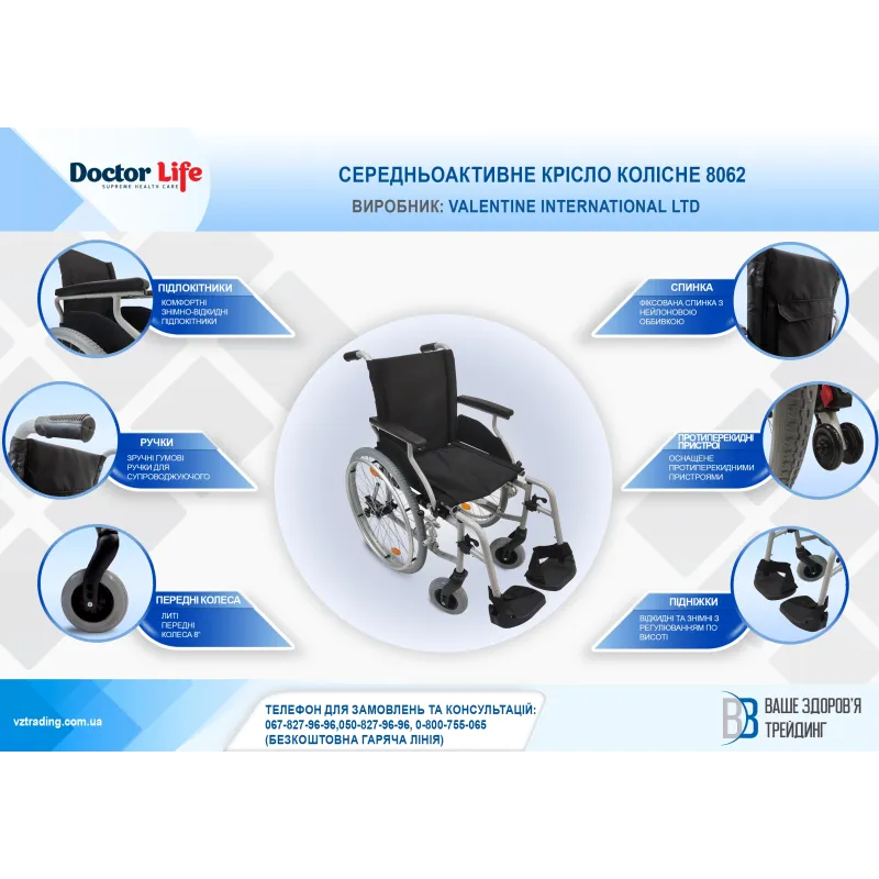 Середньоактивне крісло колісне Doctor Life 8062 Розмір 4 (8062/48-2087)