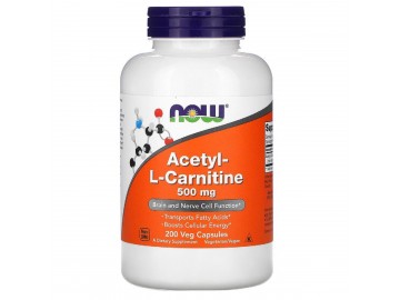 Ацетил-L-Карнітин, Acetyl-L-Carnitine, Now Foods, 500 Мг, 200 Вегетаріанських Капсул