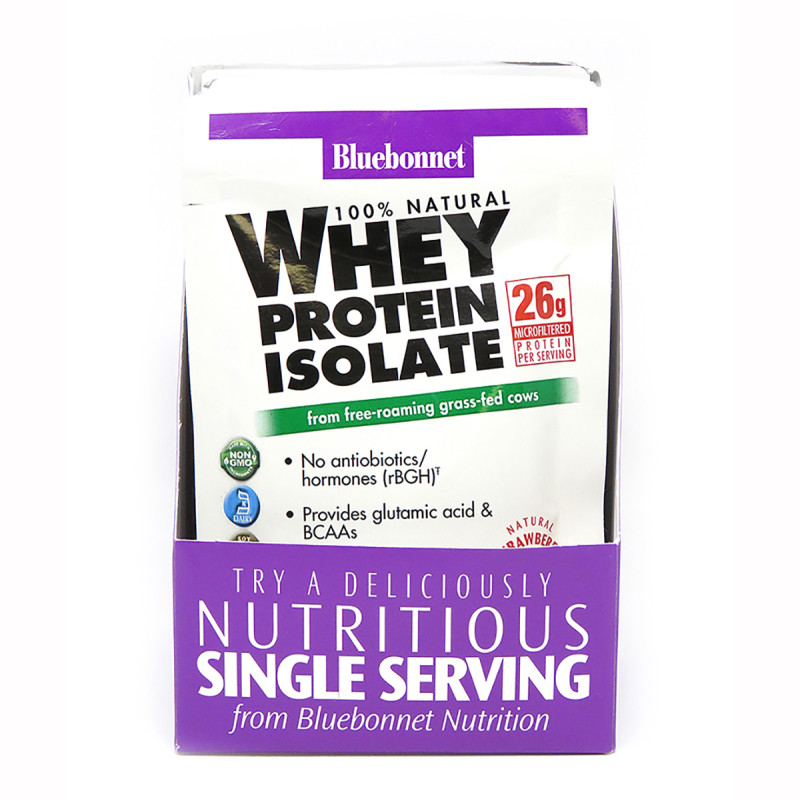 Ізолят сироваткового білку, Смак полуниці, Whey Protein Isolate, Bluebonnet Nutrition, 8 пакетиків