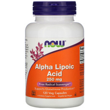Альфа-Липоевая кислота 250 мг, Alpha Lipoic Acid, Now Foods, 120 капсул