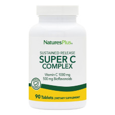 Супер Комплекс Витамина С, Уповoленного Высвобождения, Super C Complex, 500 мг, Natures Plus, 90 таблеток
