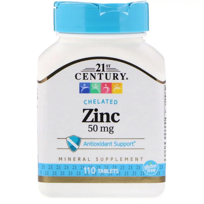 Цинк, 50 мг, 21st Century, 110 таблеток