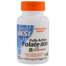 Повністю Активований Фолат 800мкг, Quatrefolic, Doctor's Best, 60 гелевих капсул