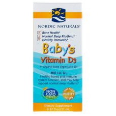 Вітамін D3 для дітей, Baby's Vitamin D3, Nordic Naturals 400 МЕ, 0.37 fl oz (11 мл)