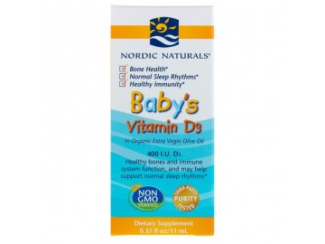 Вітамін D3 для дітей, Baby's Vitamin D3, Nordic Naturals 400 МЕ, 0.37 fl oz (11 мл)