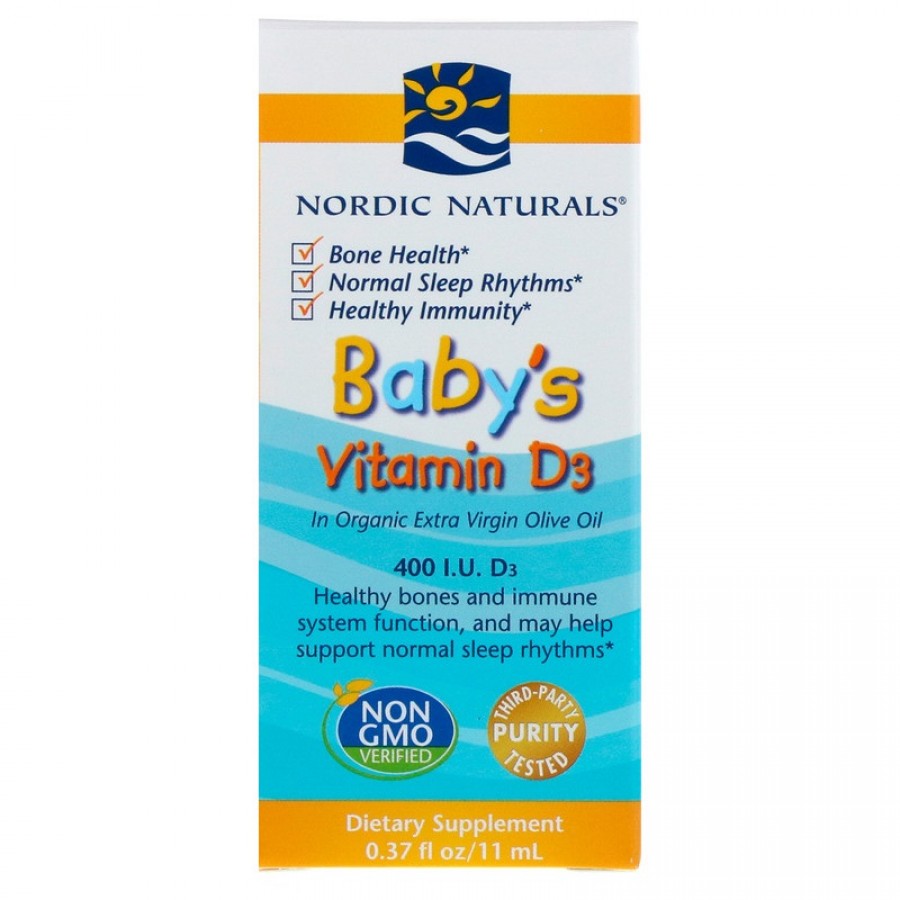 Вітамін D3 для дітей, Baby's Vitamin D3, Nordic Naturals 400 МЕ, 0.37 fl oz (11 мл)