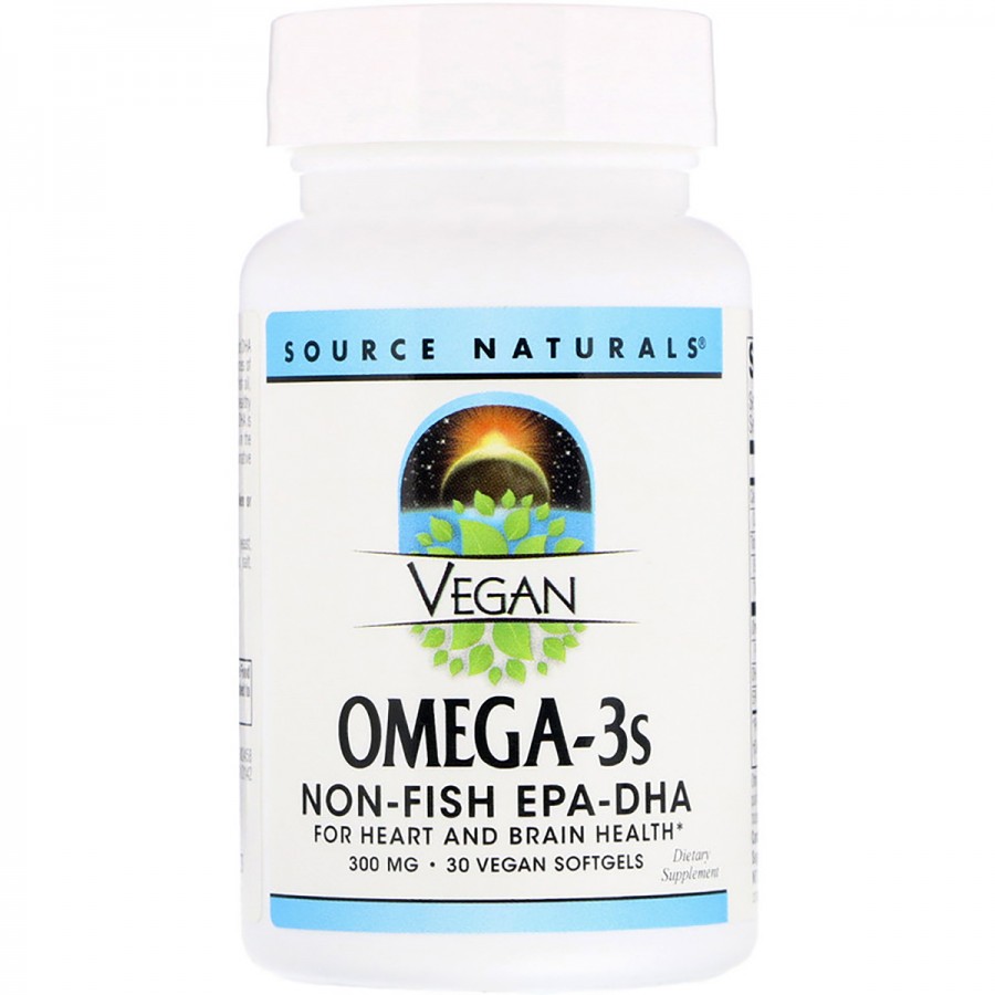 Веганська Омега-3, EPA-DHA, 300 мг, Source Naturals, 30 желатинових капсул