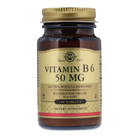 УЦІНКА Вітамін В6, Vitamin B6, Solgar, 50 мг, 100 таблеток (без плівки)