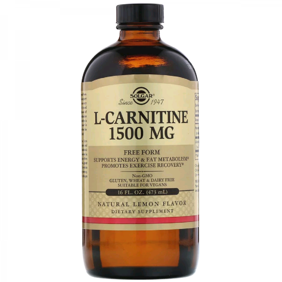 L-Карнітин, L-Carnitine, Solgar, 1500 мг, Лимонний Смак, 473мл