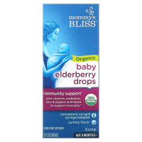 Черноплодная бузина для младенцев от 4 месяцев, Органические капли, Organic Baby Elderberry Drops, Mommy's Bliss, 90 мл