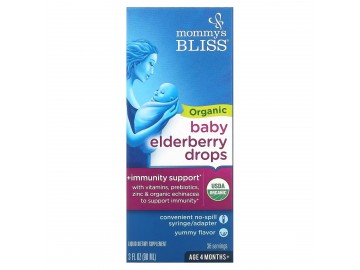 Бузина для немовлят від 4 місяців, Органічні краплі, Organic Baby Elderberry Drops, Mommy's Bliss, 90 мл