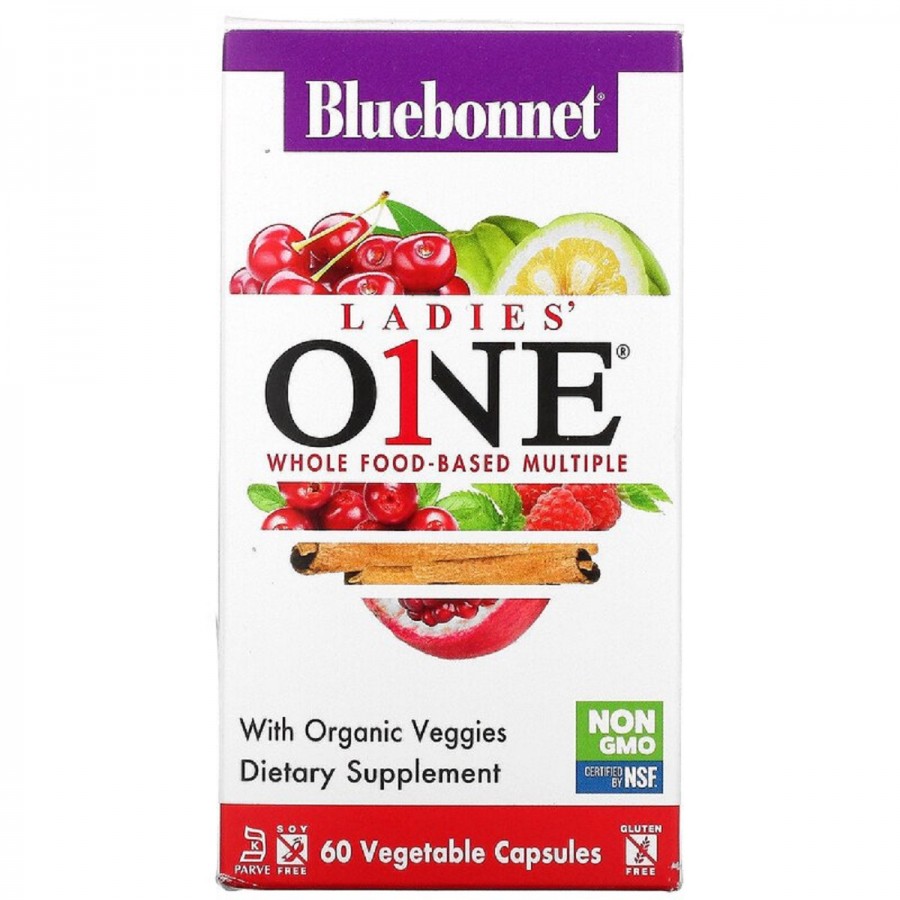 Комплекс Вітамінів Для Жінок, Ladies 'ONE, Whole Food-Based Multiple, Bluebonnet Nutrition, 60 вегетаріанських капсул